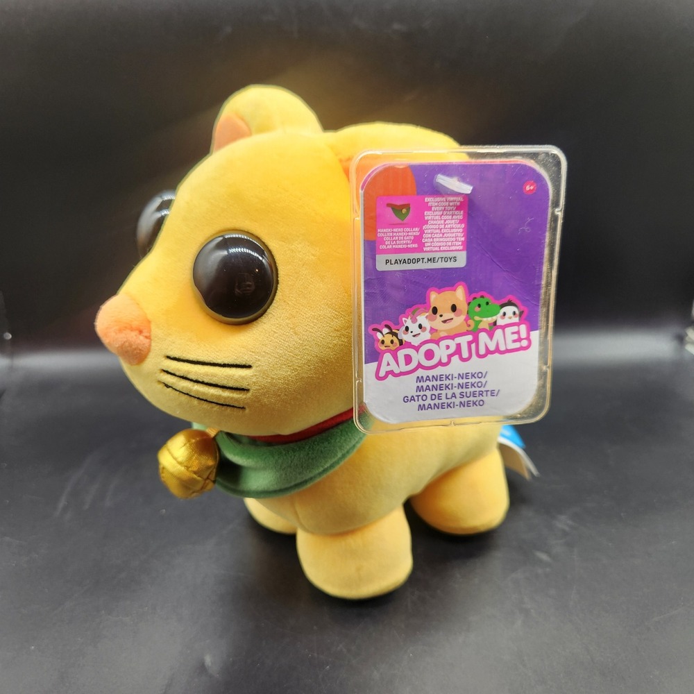 Adopt Me! Maneki-Neko Plush Roblox Virtual Item Code Yellow Cat 8 Inch Toy